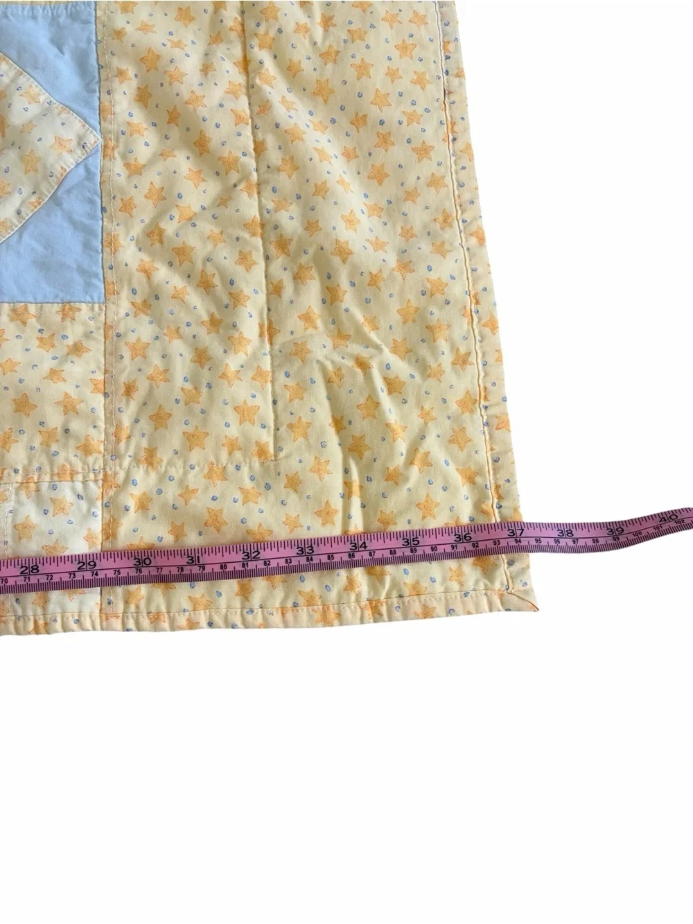 Handmade Yellow Patchwork Baby Quilt 41.5” x 37”